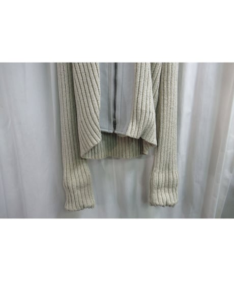SAMPLE  yohji yamamoto pour homme レザー切替えフード付きニットジャケット J40-807