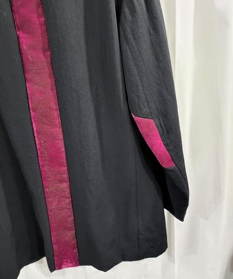 1997ss yohji yamamoto pour homme 黒 バックベルベット切替えデザインジャケット (HU-J97-104)