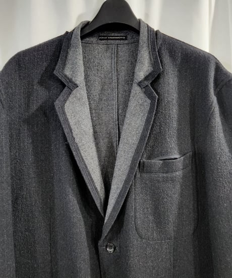 Y's for men  yohji yamamoto チャコールグレー ストライプロングジャケット  (MJ-J06-110)