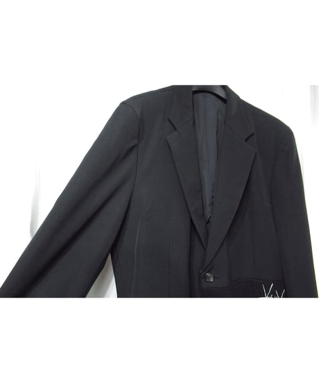 07aw yohji yamamoto pour homme ロゴ メッセージデザイン ニット切り替えジャケット（HX-J35-101）