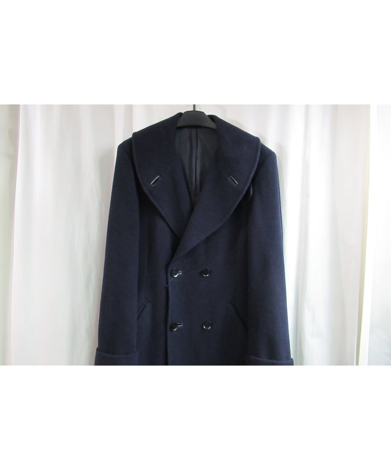 13aw yohji yamamoto pour homme 紺 へちま襟ロングコート HQ-