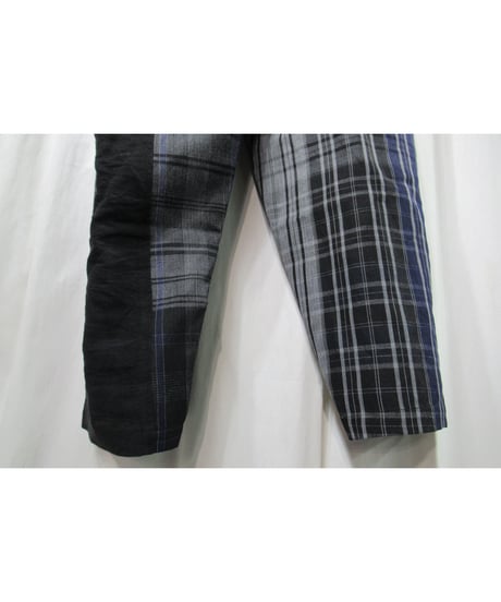 21ss yohji yamamoto pour homme 麻 チェック アシトメリーデザインセットアップ（HD-J45-831/HD-P63-831）