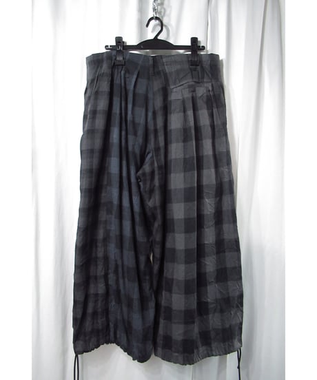 19aw yohji yamamoto pour homme コットン 切替えデザイン チェックパンツ（HC-P69-817）