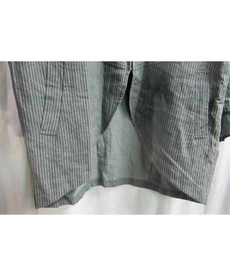 80's 初期 COMME des GARCONS HOMME PLUS カーキ エンビ風 ストライプロングブルゾン PJ-110910