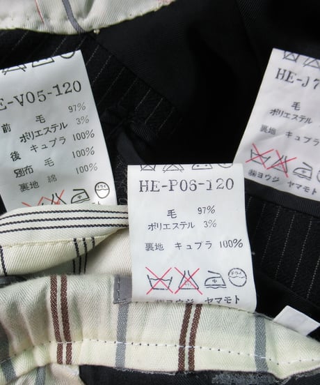 95aw yohji yamamoto pour homme vintage 鹿鳴館期 グレーストライプダメージ加工セットアップ HE-J70-120