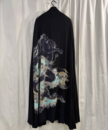 2019SS yohji yamamoto pour homme プリント レーヨンマント（HH-C04-212）