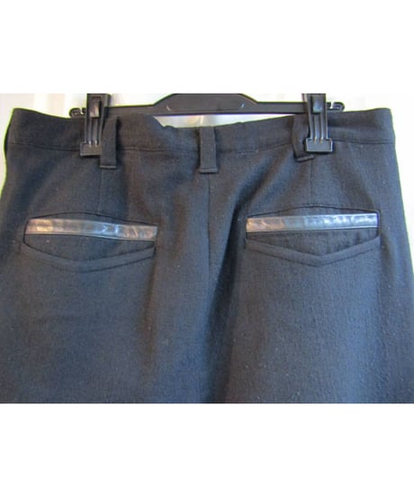 レア SAMPLE 08aw yohji yamamoto pour homme レザー切替テーパードパンツ HE-P02-105