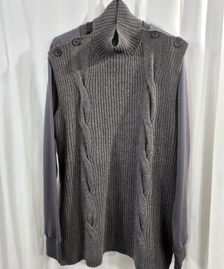 1997aw yohji yamamoto pour homme グレーレイヤードデザインニット　(HI-T36-189)
