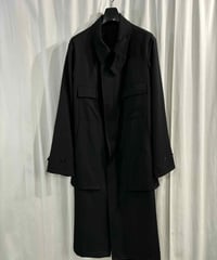 Y's ブラック ダブルブレストロングコート　ヨウジヤマモト Yohji Yamamoto FEMME ヨウジヤマモトファム 変形 ウール