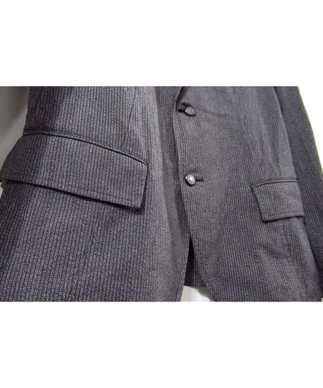 10ss yohji yamamoto pour homme グレー ストライプ ボタンデザイン コットンジャケット（HJ-J36-042）