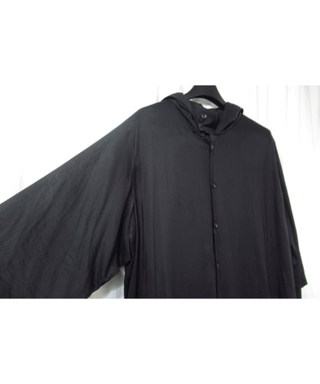 yohji yamamoto +noir フード付き ラグランスリーブデザイン ロングワンピース（ND-D08-213）