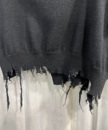 Y's yohji yamamoto ダメージ加工 綿半袖ニット（YD-D06-804）