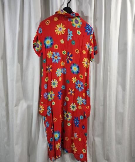 AD1996 COMME des. GARCONS 青山オリジナル 赤 プリントワンピース (KX-615190)