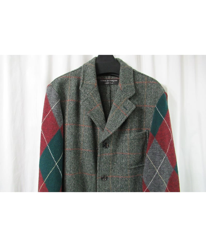 AD1996 COMME des GARCONS HOMME PLUS アーガイル袖切り替えデ AD1996 COMME des GARCONS HOMME PLUS アーガイル袖切り替えデ