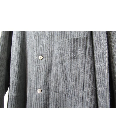92aw yohji yamamoto pour homme vintage グレー ストライプブラウス（HS-B19-004）