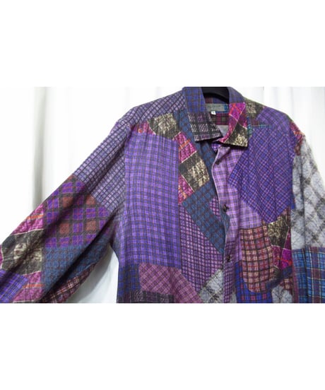 16aw yohji yamamoto pour homme パッチワークプリントデザイン ロングブラウス（HR-B41-161）