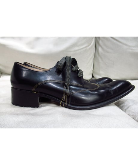 06aw yohji yamamoto pour homme HIROMU TAKAHARA 金糸ステッチデザイン レースアップシューズ（HB-E06-721）