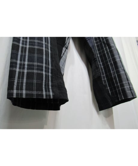 21ss yohji yamamoto pour homme 麻 チェック アシトメリーデザインセットアップ（HD-J45-831/HD-P63-831）