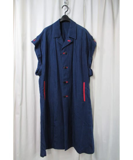 17ss yohji yamamoto pour homme スリーブデザイン 麻 ロングドレス（HD-D17-307）