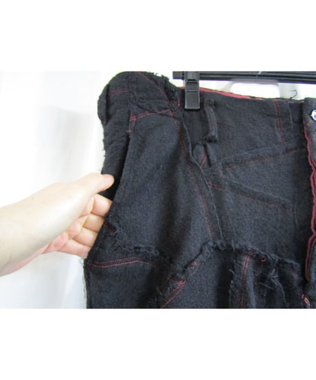 00aw yohji yamamoto POUR HOMME 製品染め ダメージ加工パッチワークパンツ