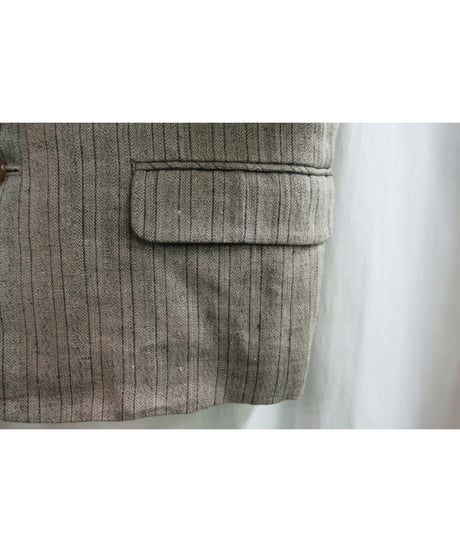 80's COMME des GARCONS HOMME PLUS vintage ベージュ 麻 ストライプジャケット XJ-09009S