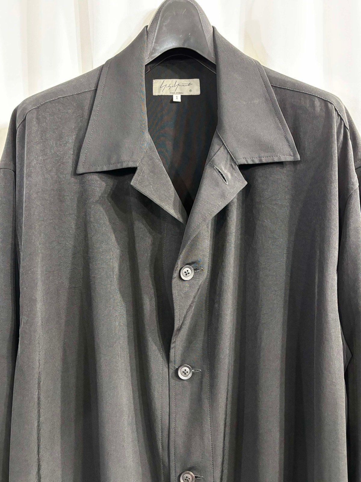 B Yohji Yamamotoヨウジヤマモト ロングシャツ ペイント 長袖 白 Y's ヨウジヤマモト レイヤードロングシャツ ホワイト (Yohji