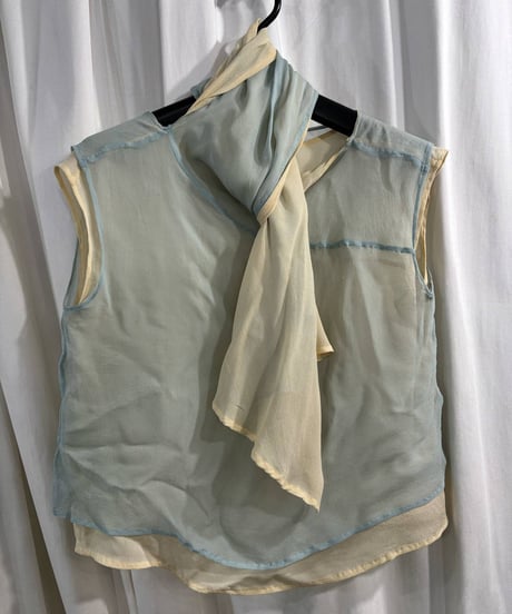 1980's yohji yamamoto femme vintage ストール付きシルクブラウス（F-B-172xxx）