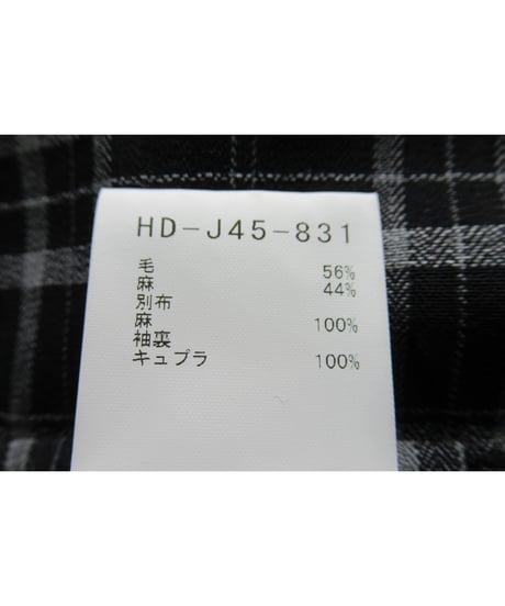 21ss yohji yamamoto pour homme 麻 チェック アシトメリーデザインジャケット（HD-J45-831）