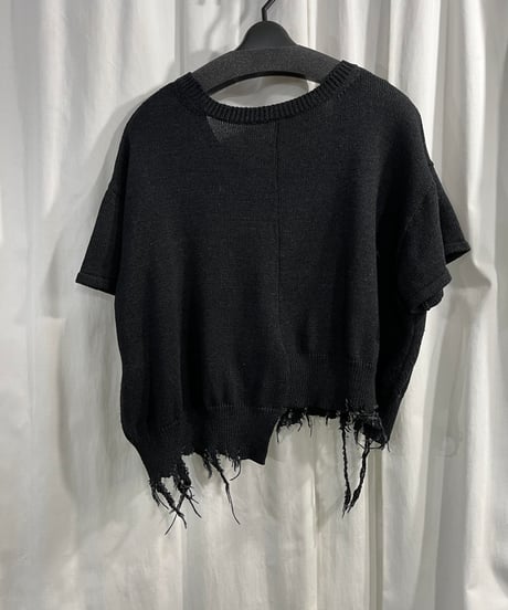 Y's yohji yamamoto ダメージ加工 綿半袖ニット（YD-D06-804）