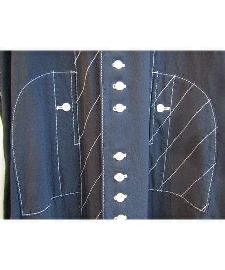 93aw yohji yamamoto femme vintage 製品染 ステッチデザインロングワンピース FP-D15-198