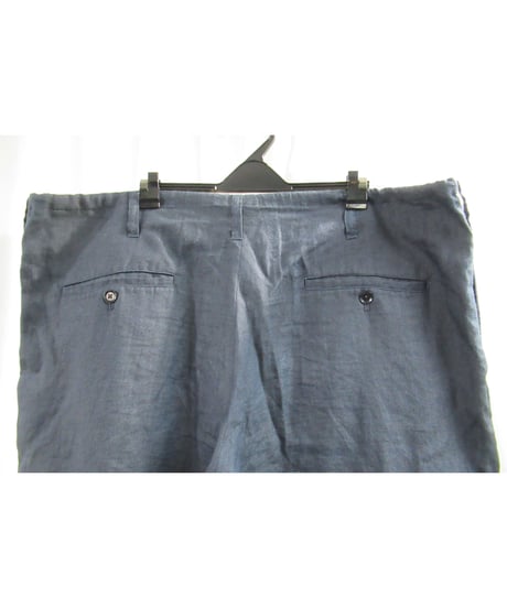 14ss yohji yamamoto pour homme 麻 紺 シンプルワイドパンツ（HG-P05-300）