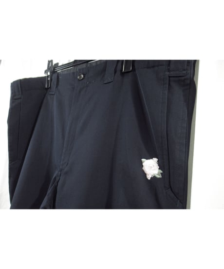 93ss yohji yamamoto pour homme vintage 刺繡デザイン 紺 テーパードパンツ（HO-P15-100）