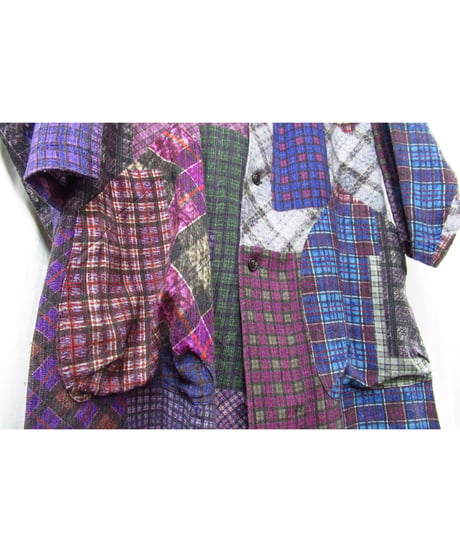 16aw yohji yamamoto pour homme パッチワークプリントデザイン ロングブラウス（HR-B41-161）