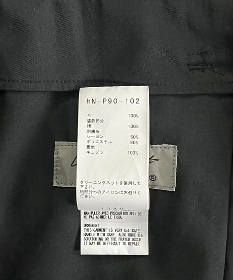 2020SS yohji yamamoto pour homme ヨウジ刺繍バルーンパンツ（HN-P90-102）