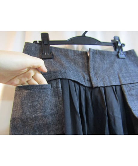 yohji yamamoto +noir デニム切替シルクスカート NR-S27-800