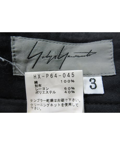 13ss yohji yamamoto pour homme ３タック 脇テープデザイン ストレートパンツ （HX-P64-045）