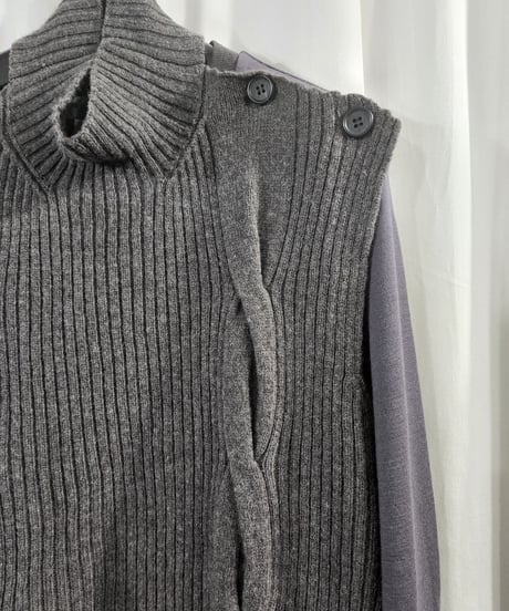 1997aw yohji yamamoto pour homme グレーレイヤードデザインニット　(HI-T36-189)