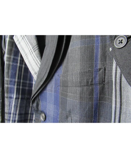 21ss yohji yamamoto pour homme 麻 チェック アシトメリーデザインセットアップ（HD-J45-831/HD-P63-831）