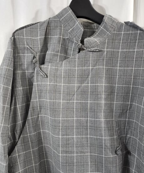 yohji yamamoto pour homme グレーチェックチャイナ風デザインブラウス (HB-B21-928)