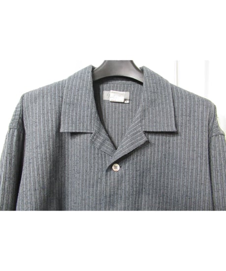 92aw yohji yamamoto pour homme vintage グレー ストライプブラウス（HS-B19-004）