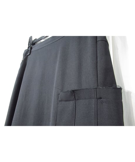 yohji yamamoto +noir サイドプリーツデザイン ロングフレアスカート（NN-S13-100）
