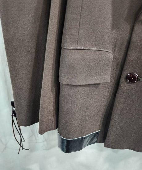 1991aw yohji yamamoto pour homme 6.1THEMEN レザー切替えダブルジャケット (yj-003)