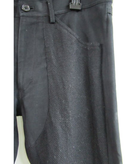 Y's for men yohji yamamoto 黒 異素材切り替えデザインパンツ MN-P14-814