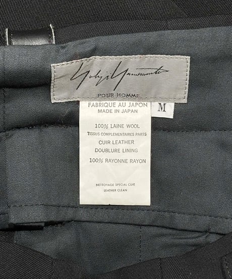 1996AW yohji yamamoto pour homme vintage 脇レザーテープワイドパンツ（HG-P29-806）