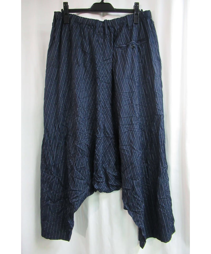 16ss yohji yamamoto pour homme 紺 ストライプシワ加工 サルエル