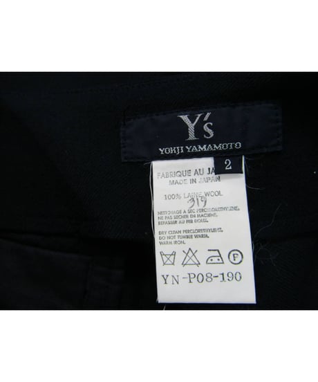 Y's yohji yamamoto 友布ベルト付きシンプルパンツ YN-P08-190