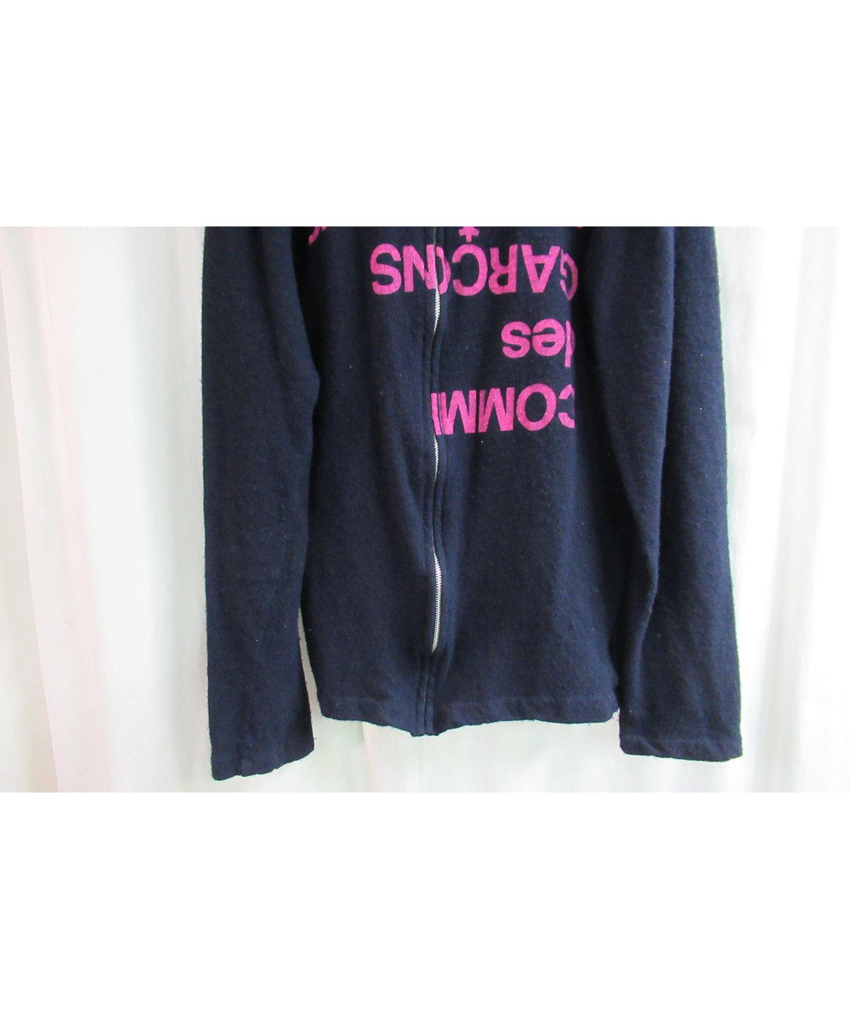 AD1999 tricot COMME des GARCONS ブルゾン AD1999 COMME des GARCONS HOMME PLUS 紺 縮絨 逆プリントブ