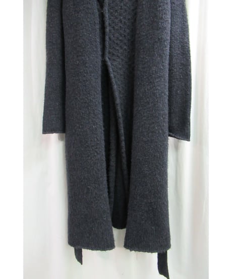 12aw yohji yamamoto pour homme グレースナップ釦フード ベルト付きロングニット