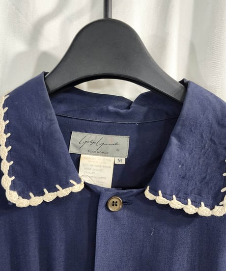 1991ss yohji yamamoto pour homme vintage アミセス紺 ブラウス yy-アミセス-3