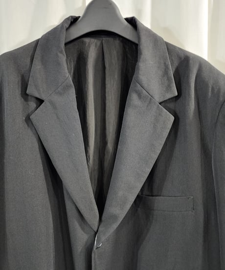 1997ss yohji yamamoto pour homme 黒 バックベルベット切替えデザインジャケット (HU-J97-104)